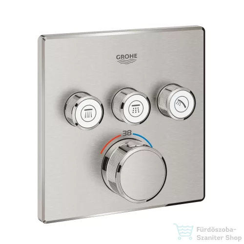 Grohe Grohtherm SmartControl termosztátos falsík alatti színkészlet 3 fogysztóhoz,Supersteel 29126DC0