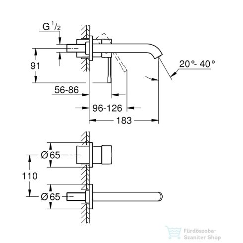 Grohe Essence New falsík alatti mosdó csaptelep 18,3 cm-es kifolyóval,leeresztő és belső egység nélkül,króm 29192001