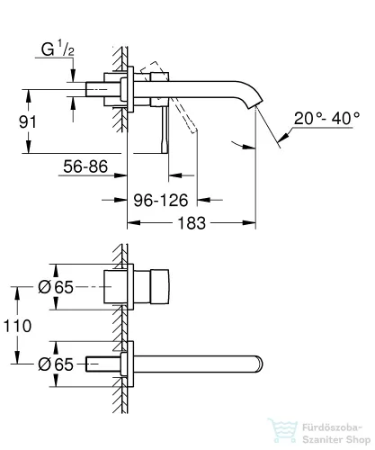 Grohe Essence New falsík alatti mosdó csaptelep 18,3 cm-es kifolyóval,leeresztő és belső egység nélkül,Cool Sunrise 29192GL1