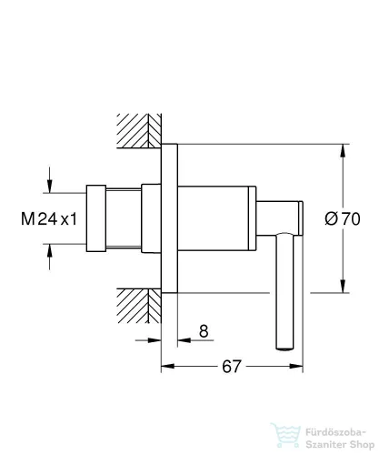 Grohe Atrio csempeszelep fogantyú belső szelep nélkül,Supersteel 29397DC0