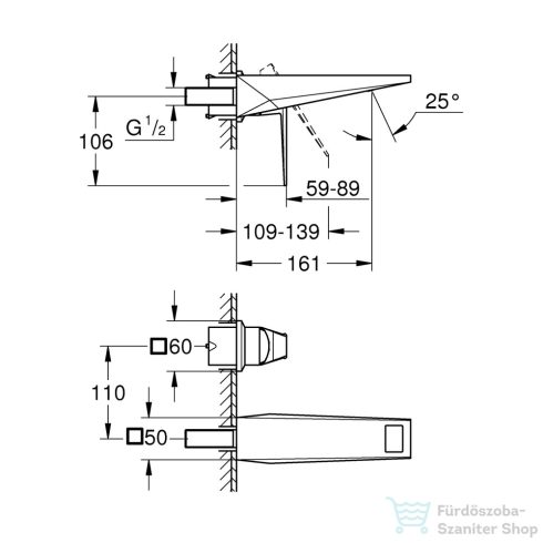 GROHE ALLURE BRILLANT falsík alatti mosdó csaptelep 16 cm-es kifolyóval,alaptest nélkül,Brushed Hard Graphite 29402AL0