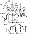 Grohe ATRIO 5 üléses kádtöltő csaptelep zuhanyszettel,alaptest nélkül,Króm 29407000