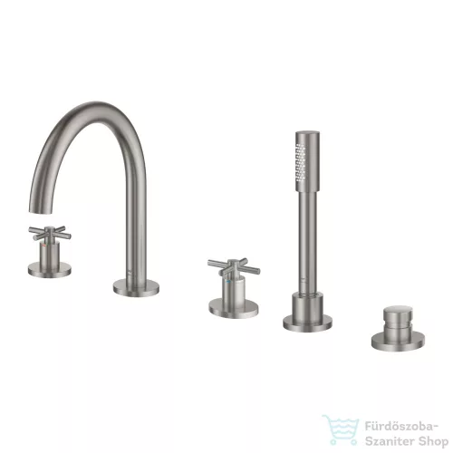Grohe ATRIO 5 üléses kádtöltő csaptelep zuhanyszettel,alaptest nélkül,Supersteel 29408DC0