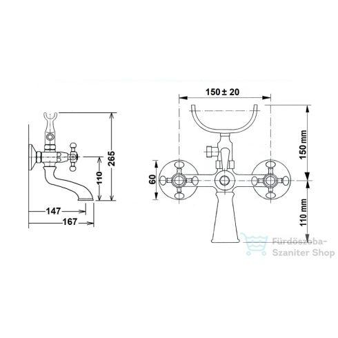 Sapho ANTEA Kádtöltő csaptelep, zuhannyal, króm/arany 3012