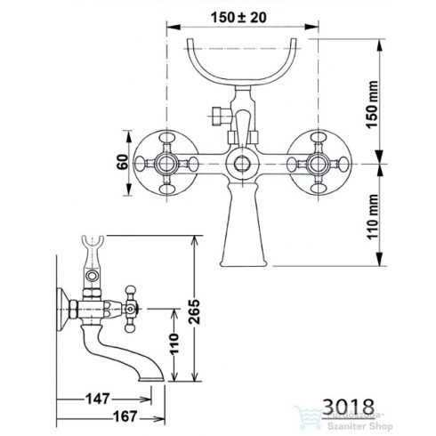 Sapho REITANO ANTEA Kádtöltő csaptelep, zuhanyszettel, nikkel (3018)