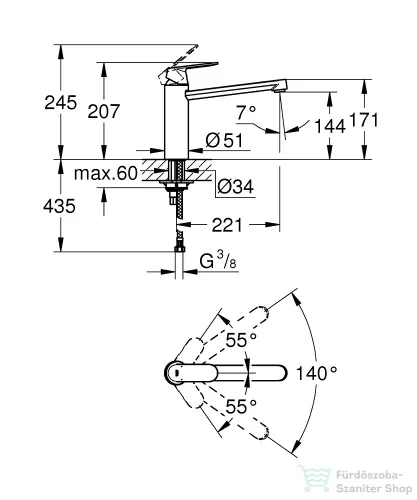 Grohe EUROSMART COSMOPOLITAN EGYKAROS MOSOGATÓCSAP 1/2? matt szuperacél 30193DC0