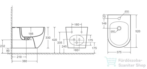 Kielle OUDEE függesztett bidé, fehér 30302010