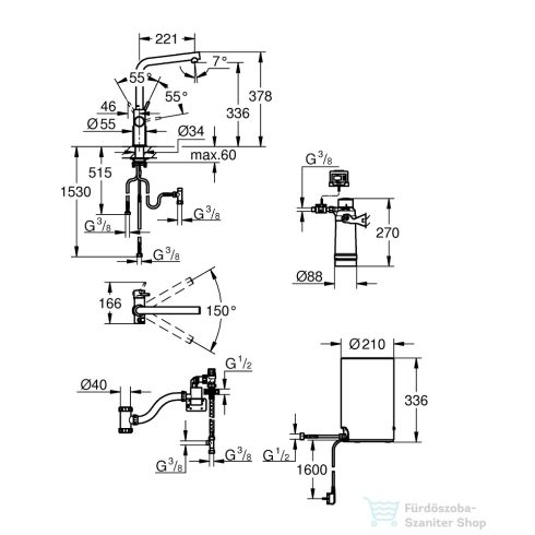 Grohe RED Duo mosogató csaptelep M-es méretű bojlerrel,Supersteel 30327DC1