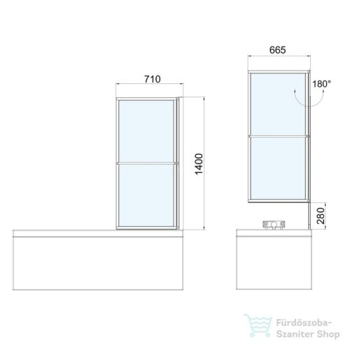 Sapho POLYSAN KAGERA teleszkópos kádparaván, 710mm, matt fekete (30336B)