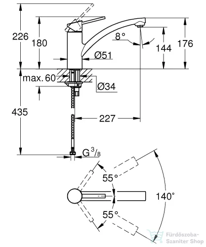 Grohe SWIFT mosogató csaptelep,króm 30358000
