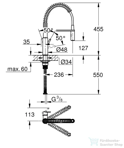 Grohe QuickFix GET 2 funkciós mosogató csaptelep, króm 30361000