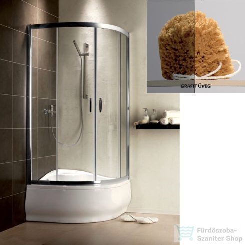 Radaway Premium Plus A 1700 90x90 íves tolóajtós zuhanykabin króm/grafit 30401-01-05N