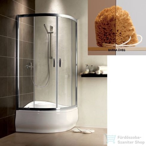 Radaway Premium Plus A 1700 90x90 íves tolóajtós zuhanykabin króm/barna 30401-01-08N