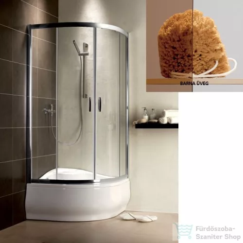 Radaway Premium Plus A 1700 90x90 íves tolóajtós zuhanykabin króm/barna 30401-01-08N