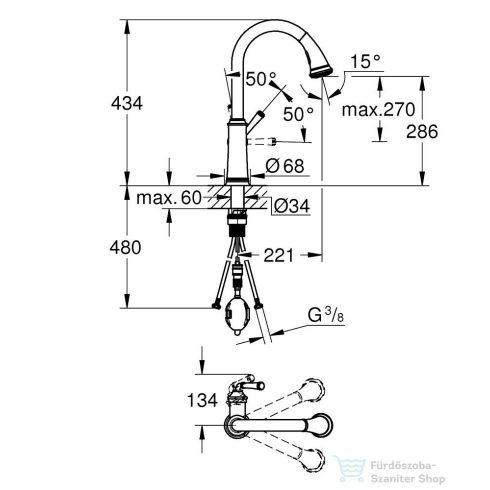 Grohe Quickfix GLOUCESTER 2 funkciós mosogató csaptelep,supersteel 30422DC0