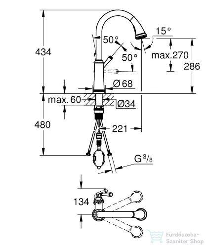 Grohe Quickfix GLOUCESTER 2 funkciós mosogató csaptelep,supersteel 30422DC0