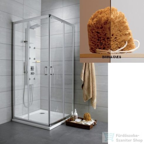 Radaway Premium Plus D 100x80 szögletes zuhanykabin króm/barna 30434-01-08N