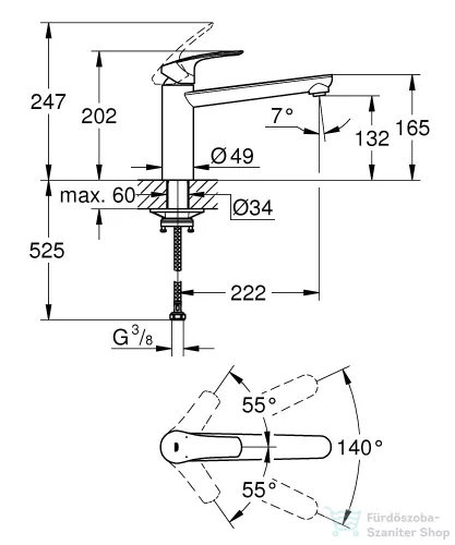 Grohe EUROSMART mosogató csaptelep,Króm 30463000