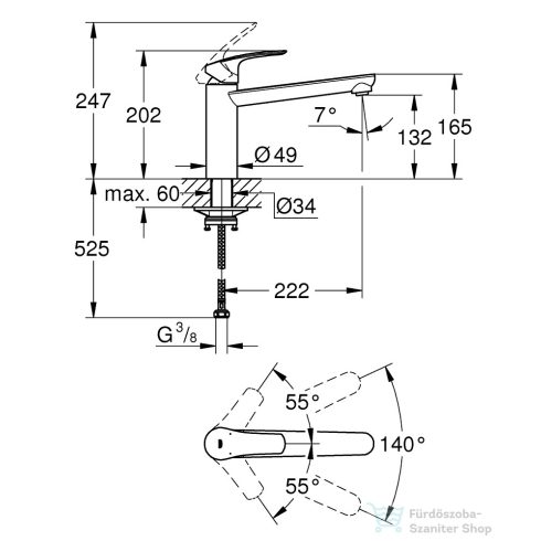 Grohe EUROSMART mosogató csaptelep,Supersteel 30463DC0