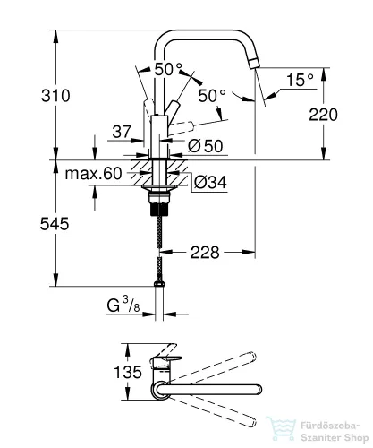 Grohe Quickfix START 1 funkciós mosogató csaptelep,króm 30470000
