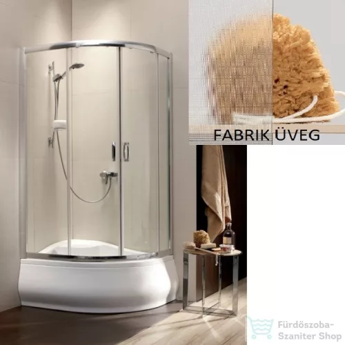 Radaway Premium Plus E 1700 100x80 aszimmetrikus íves tolóajtós zuhanykabin króm/fabrik 30481-01-06N