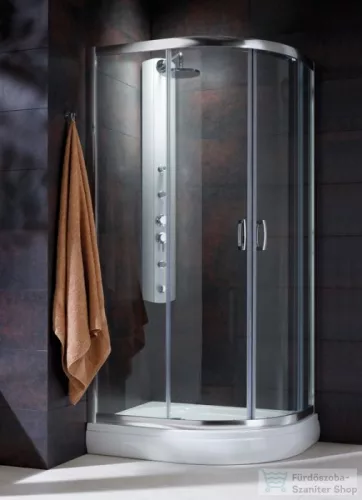 Radaway Premium Plus E 1900 100x80 aszimmetrikus íves tolóajtós zuhanykabin króm/átlátszó 30491-01-01N
