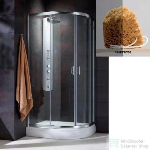 Radaway Premium Plus E 1900 120x90 aszimmetrikus íves tolóajtós zuhanykabin króm/grafit 30493-01-05N