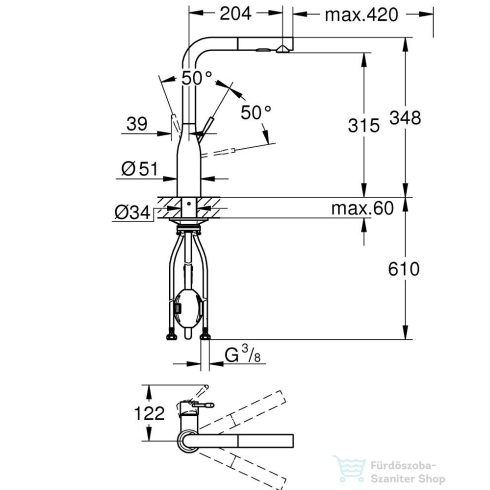 Grohe ESSENCE kihúzható fejes,2 funkciós mosogató csaptelep,Brushed Hard Graphite 30504AL0