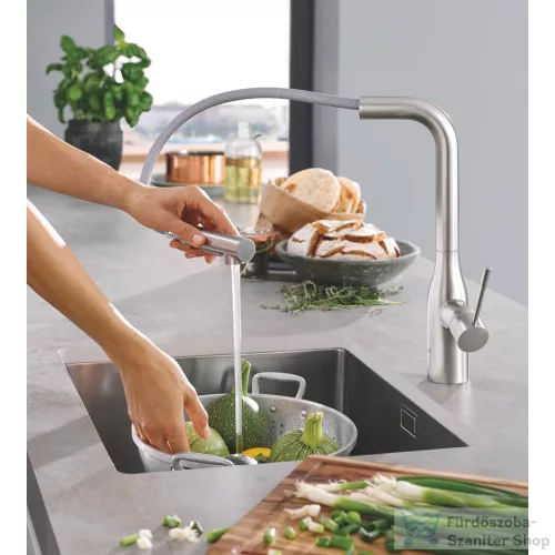 Grohe ESSENCE kihúzható fejes,2 funkciós mosogató csaptelep,Supersteel 30504DC0