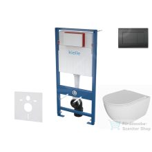   Kielle Genesis falra szerelhető WC szett, Kielle Oudee WC soft close ülőkével, Gemini III matt fekete nyomólappal 30505SS71