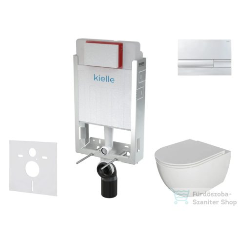 Kielle Genesis falra szerelhető WC szett, Kielle Oudee WC soft close ülőkével, Gemini I fényes króm nyomólappal 30505SZ20