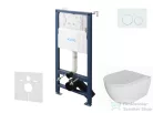 Kielle Genesis New falra szerelhető WC szett, Kielle OUDEE rimless WC softclose ülőkével, Gemini New I fehér nyomólappal, fehér 30528SS01