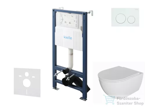 Kielle Genesis New falra szerelhető WC szett, Kielle OUDEE rimless WC softclose ülőkével, Gemini New I fehér nyomólappal, fehér 30528SS01