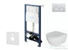 Kielle Genesis New falra szerelhető WC szett, Kielle OUDEE rimless WC softclose ülőkével, Gemini New I fényes króm nyomólappal, fehér 30528SS02