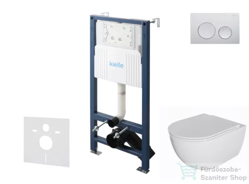 Kielle Genesis New falra szerelhető WC szett, Kielle OUDEE rimless WC softclose ülőkével, Gemini New I fényes króm nyomólappal, fehér 30528SS02