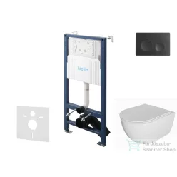   Kielle Genesis New falra szerelhető WC szett, Kielle OUDEE rimless WC softclose ülőkével, Gemini New I matt fekete nyomólappal, fehér 30528SS03