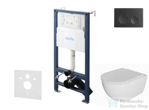 Kielle Genesis New falra szerelhető WC szett, Kielle OUDEE rimless WC softclose ülőkével, Gemini New I matt fekete nyomólappal, fehér 30528SS03