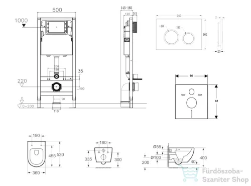 Kielle Genesis New falra szerelhető WC szett, Kielle OUDEE rimless WC softclose ülőkével, Gemini New II fényes fehér/króm nyomólappal, fehér 30528SS04