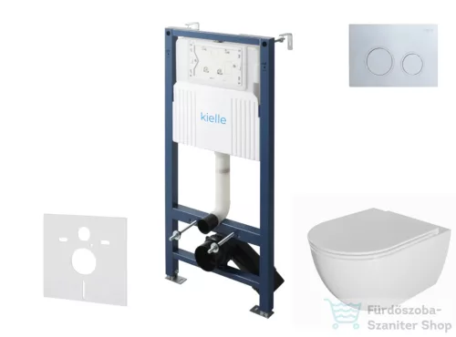 Kielle Genesis New falra szerelhető WC szett, Kielle OUDEE rimless WC softclose ülőkével, Gemini New II fényes króm nyomólappal, fehér 30528SS05