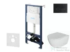 Kielle Genesis New falra szerelhető WC szett, Kielle OUDEE rimless WC softclose ülőkével, Gemini New II matt fekete nyomólappal, fehér 30528SS06