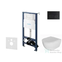   Kielle Genesis New falra szerelhető WC szett, Kielle OUDEE rimless WC softclose ülőkével, Gemini New II matt fekete nyomólappal, fehér 30528SS06