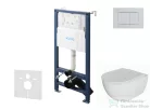 Kielle Genesis New falra szerelhető WC szett, Kielle OUDEE rimless WC softclose ülőkével, Gemini New III fényes króm nyomólappal, fehér 30528SS08