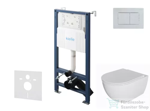 Kielle Genesis New falra szerelhető WC szett, Kielle OUDEE rimless WC softclose ülőkével, Gemini New III fényes króm nyomólappal, fehér 30528SS08