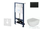 Kielle Genesis New falra szerelhető WC szett, Kielle OUDEE rimless WC softclose ülőkével, Gemini New III matt fekete nyomólappal, fehér 30528SS09
