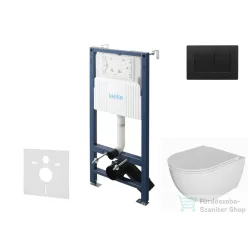   Kielle Genesis New falra szerelhető WC szett, Kielle OUDEE rimless WC softclose ülőkével, Gemini New III matt fekete nyomólappal, fehér 30528SS09