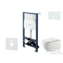   Kielle Genesis New falra szerelhető WC szett, Kielle GAIA rimless WC softclose ülőkével, Gemini New I fényes fehér nyomólappal, fehér 30528SS10