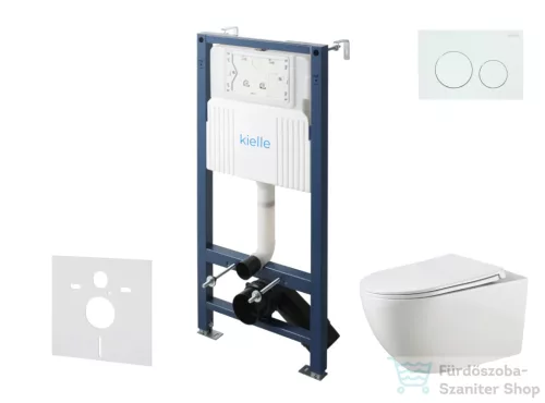 Kielle Genesis New falra szerelhető WC szett, Kielle GAIA rimless WC softclose ülőkével, Gemini New I fényes fehér nyomólappal, fehér 30528SS10