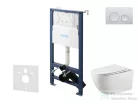 Kielle Genesis New falra szerelhető WC szett, Kielle GAIA rimless WC softclose ülőkével, Gemini New I fényes króm nyomólappal, fehér 30528SS11