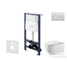   Kielle Genesis New falra szerelhető WC szett, Kielle GAIA rimless WC softclose ülőkével, Gemini New I fényes króm nyomólappal, fehér 30528SS11