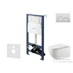   Kielle Genesis New falra szerelhető WC szett, Kielle GAIA rimless WC softclose ülőkével, Gemini New I fényes króm nyomólappal, fehér 30528SS11